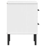 Comodino con Gambe in Metallo Bianco Legno Massello Pino OSLO