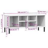 Scarpiera Gambe Metallo Bianco 106x35x45cm Legno Massello OSLO