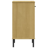 Mobile Consolle Gambe Metallo Marrone Legno Massello Pino OSLO
