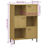 Libreria con Gambe Metallo Marrone 90x35x128,5 cm Massello OSLO
