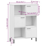 Libreria Gambe Metallo Bianco 90x35x128,5cm Legno Massello OSLO