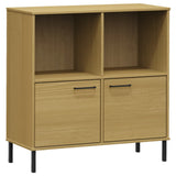 Libreria con Gambe Metallo Marrone 90x35x90,5 cm Massello OSLO