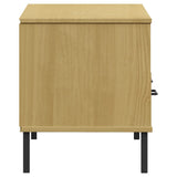 Mobile TV con Gambe Metallo Marrone Legno Massello di Pino OSLO
