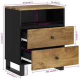 Comodino 50x33x62cm Legno Massello di Mango e Legno truciolato