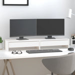 Supporto per Monitor Bianco 100x27x15 cm Legno Massello di Pino