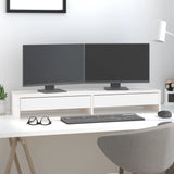 Supporto per Monitor Bianco 100x27x15 cm Legno Massello di Pino