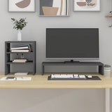 Supporto per Monitor Grigio 81x20x30 cm Legno Massello di Pino