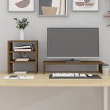 Supporto per Monitor ambra 81x20x30 cm Legno Massello di Pino