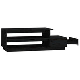 Tavolino da Salotto Nero 120x50x40,5 cm Legno Massello di Pino