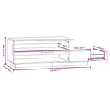 Tavolino da Salotto Nero 120x50x40,5 cm Legno Massello di Pino