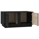 Tavolino da Salotto Nero 80x50x40 cm Legno Massello di Pino