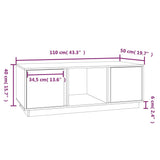 Tavolino da Salotto Bianco 110x50x40 cm Legno Massello di Pino