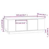 Tavolino da Salotto Grigio 110x50x40 cm Legno Massello di Pino