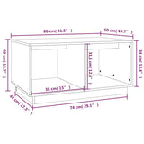 Tavolino da Salotto Bianco 80x50x40 cm Legno Massello di Pino