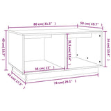 Tavolino da Salotto Grigio 80x50x40 cm Legno Massello di Pino