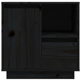 Comodino Nero 50x34x50 cm in Legno Massello di Pino