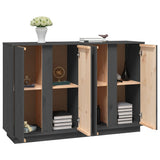 Credenza Grigia 120x35x80 cm in Legno Massello di Pino