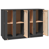 Credenza Grigia 120x35x80 cm in Legno Massello di Pino