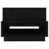 Tavolino da Salotto Nero 80x55x40,5 cm Legno Massello di Pino