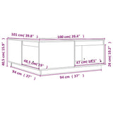 Tavolino da Salotto ambra 100x101x40,5cm Legno Massello di Pino