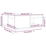 Tavolino da Salotto ambra 80x81x36,5 cm Legno Massello di Pino