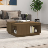 Tavolino da Salotto ambra 80x81x36,5 cm Legno Massello di Pino