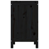 Contenitore per Bucato Nero 44x44x76 cm Legno Massello Pino