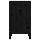 Contenitore per Bucato Nero 44x44x76 cm Legno Massello Pino