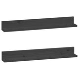 Mensole da Parete 2 pz Grigio 80x11x9cm Legno Massello di Pino