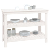Banco da Lavoro Bianco 110,5x50x80 cm in Legno Massello di Pino