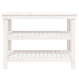 Banco da Lavoro Bianco 110,5x50x80 cm in Legno Massello di Pino