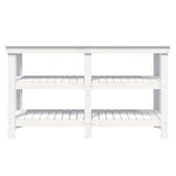 Banco da Lavoro Bianco 142,5x50x80 cm in Legno Massello di Pino