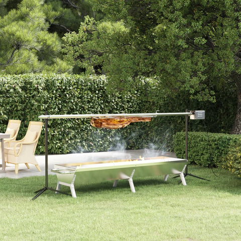 Vassoio per Barbecue Argento 158x42x31 cm Acciaio Inox