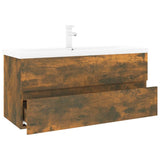 Mobile Bagno con Lavabo Integrato Rovere Fumo Legno truciolato