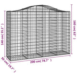 Cesto Gabbione ad Arco 200x50x140/160 cm Ferro Zincato