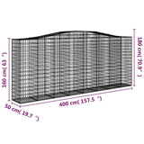 Cesto Gabbione ad Arco 400x50x160/180 cm Ferro Zincato