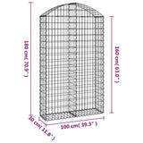 Cesto Gabbione ad Arco 100x30x160/180 cm Ferro Zincato