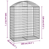 Cesto Gabbione ad Arco 100x50x120/140 cm Ferro Zincato
