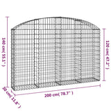 Cesto Gabbione ad Arco 200x30x120/140 cm Ferro Zincato