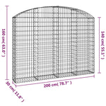 Cesto Gabbione ad Arco 200x30x140/160 cm Ferro Zincato