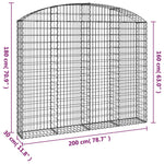 Cesto Gabbione ad Arco 200x30x160/180 cm Ferro Zincato