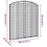 Cesto Gabbione ad Arco 200x30x220/240 cm Ferro Zincato