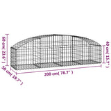 Cesto Gabbione ad Arco 200x50x40/60 cm Ferro Zincato