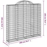 Cesto Gabbione ad Arco 200x30x180/200 cm Ferro Zincato