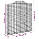 Cesto Gabbione ad Arco 200x30x220/240 cm Ferro Zincato
