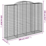 Cesto Gabbione ad Arco 300x50x220/240 cm Ferro Zincato