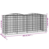 Gabbione ad Arco con Letto Rialzato 200x50x100 cm Ferro Zincato