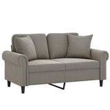 Divano a 2 Posti con Cuscini Grigio Chiaro 120 cm in Velluto