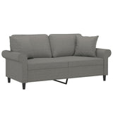 Divano a 2 Posti con Cuscini Grigio Scuro 140 cm in Tessuto