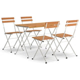 Set Bistrò Pieghevole 5pz in Legno Massello di Acacia e Acciaio